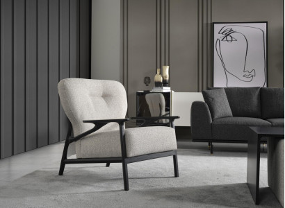 Armchair Wing Chair Modern Fabric Living room Polyester White Design